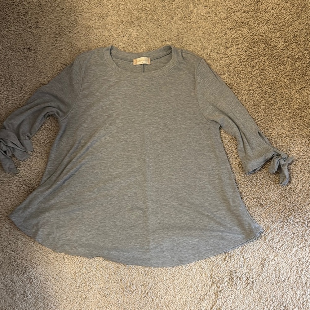 Women's Grey Top with Tie Sleeves